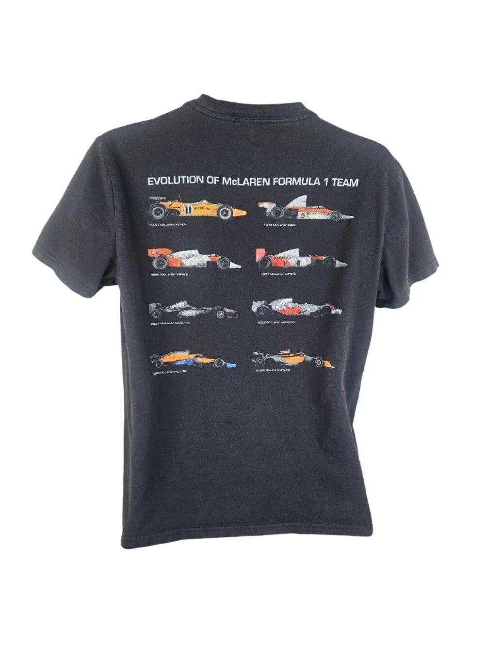 McLaren Formula 1 Team Graphic T-Shirt Evolution Of Cars Black Mens S